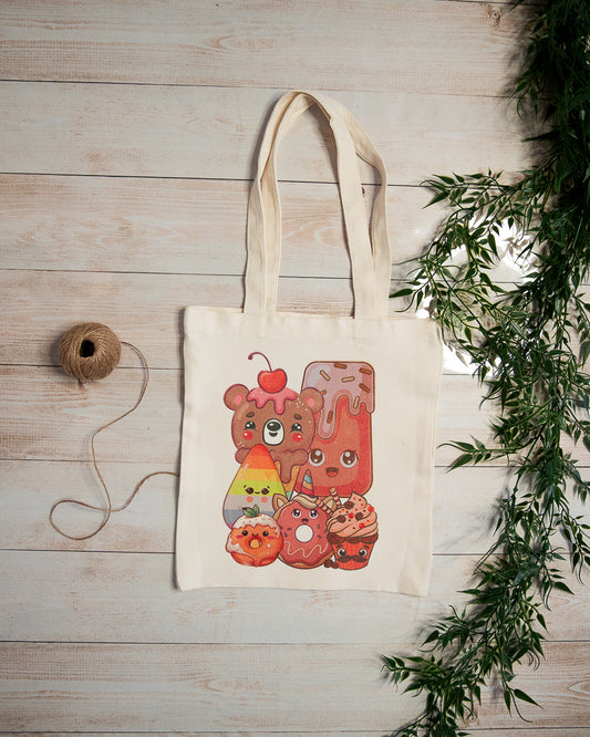 Kawaii Dessert Party Tote - Adorable Canvas Bag