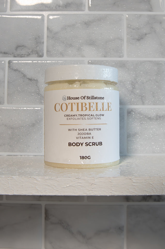 Cotibelle Creamy Sugar Body Scrub By House Of Stillstone – Tropical Citrus Sherbet Exfoliant with Shea Butter, Almond Oil & Vitamin E