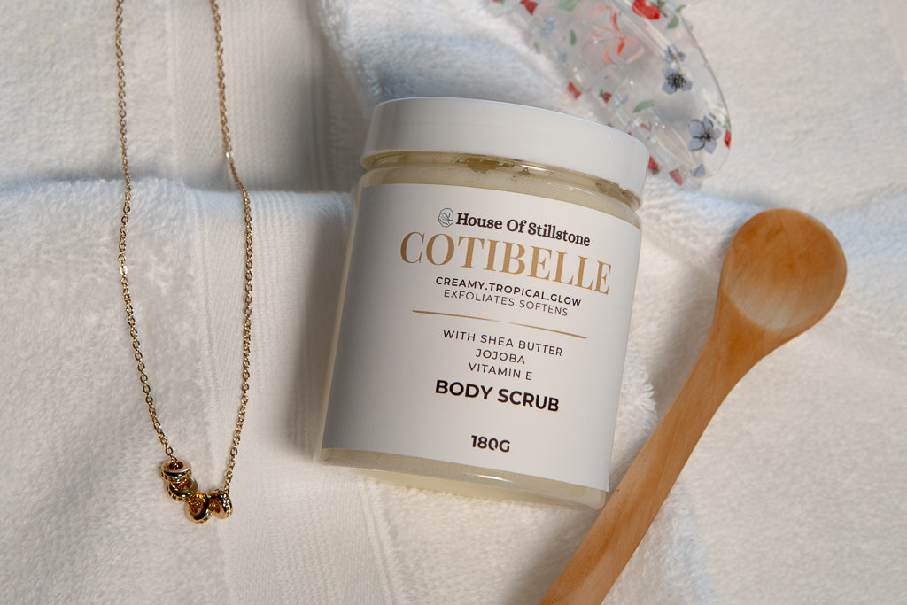 Cotibelle Creamy Sugar Body Scrub By House Of Stillstone – Tropical Citrus Sherbet Exfoliant with Shea Butter, Almond Oil & Vitamin E