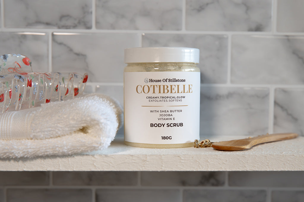 Cotibelle Creamy Sugar Body Scrub By House Of Stillstone – Tropical Citrus Sherbet Exfoliant with Shea Butter, Almond Oil & Vitamin E