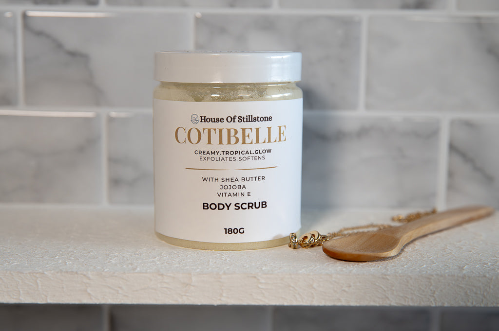 Cotibelle Creamy Sugar Body Scrub By House Of Stillstone – Tropical Citrus Sherbet Exfoliant with Shea Butter, Almond Oil & Vitamin E