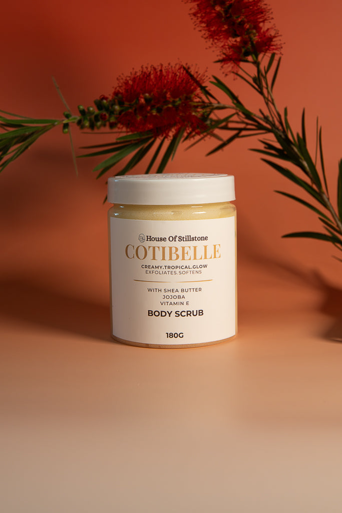 Cotibelle Creamy Sugar Body Scrub By House Of Stillstone – Tropical Citrus Sherbet Exfoliant with Shea Butter, Almond Oil & Vitamin E