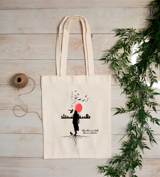 Unique Design Canvas Tote Bag - Where There Is No Light There Is No Shadow, Dark, Spooky So Mysterious.