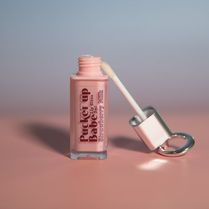 Pucker Up Babe Lip Gloss - Strawberry Milk | High Shine & Hydrating