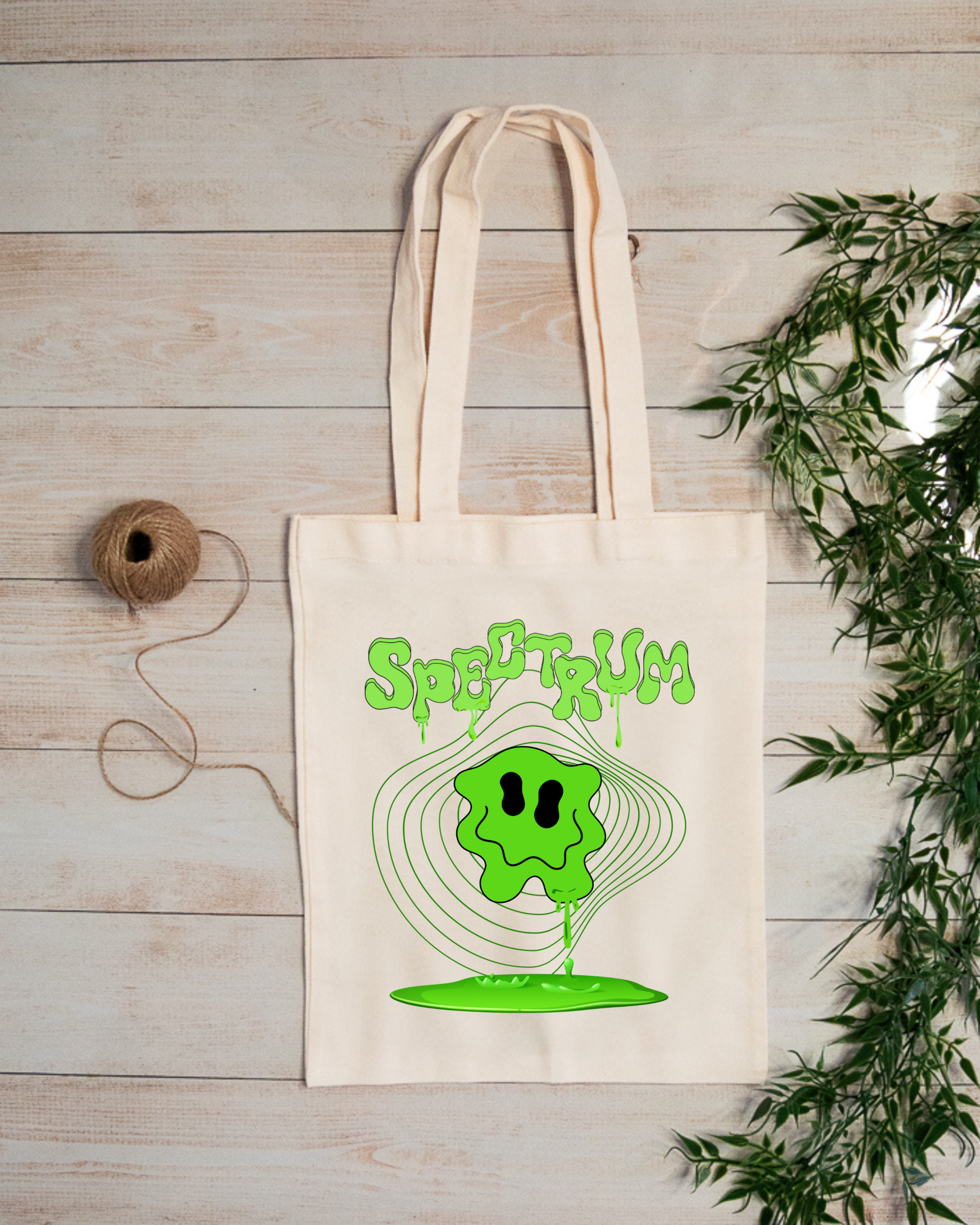 Meltdown Spectrum Green Drip Face Eco-Friendly Canvas Tote Limited Edition