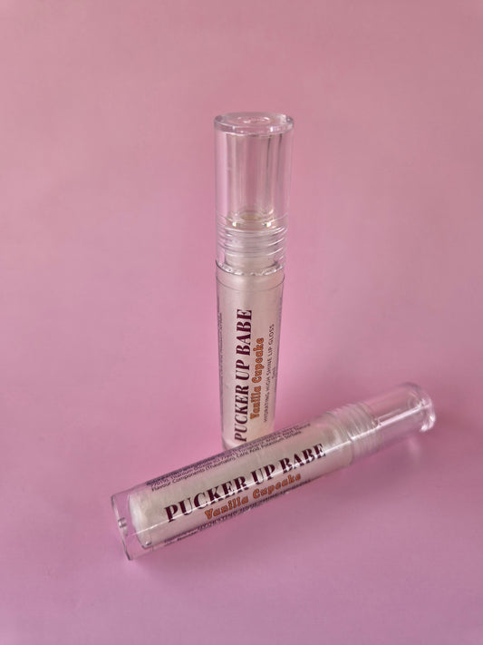 Pucker Up Babe Vanilla Cupcake Hydrating Lip Gloss – Glossy Shine, Jojoba & Vitamin E Nourishing Lip Gloss