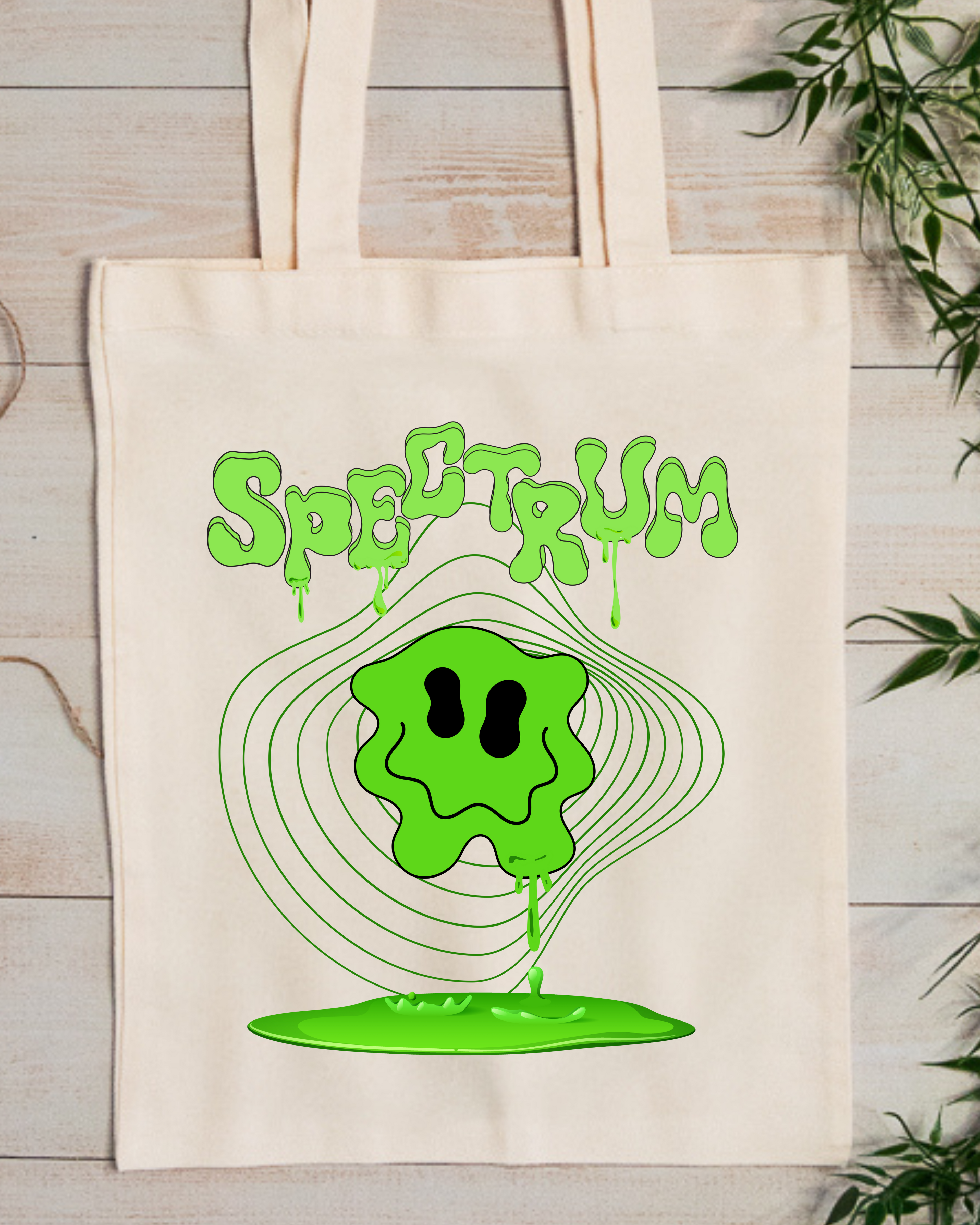 Meltdown Spectrum Green Drip Face Eco-Friendly Canvas Tote Limited Edition