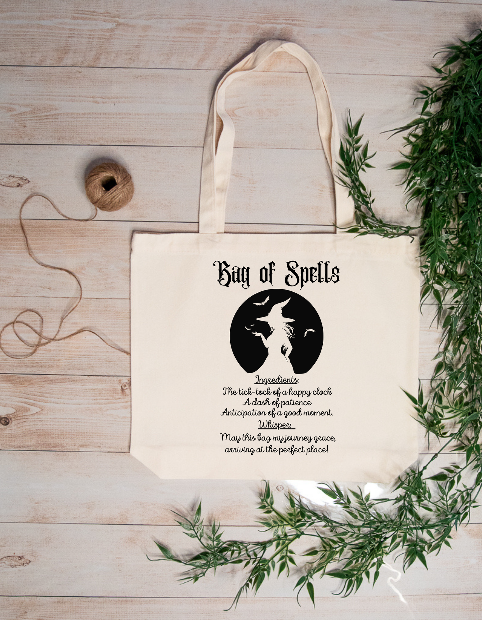 Canvas Tote Bag, Cute Witch Design Everyday Bag, Reusable A Must Gift for All Witch Lovers.