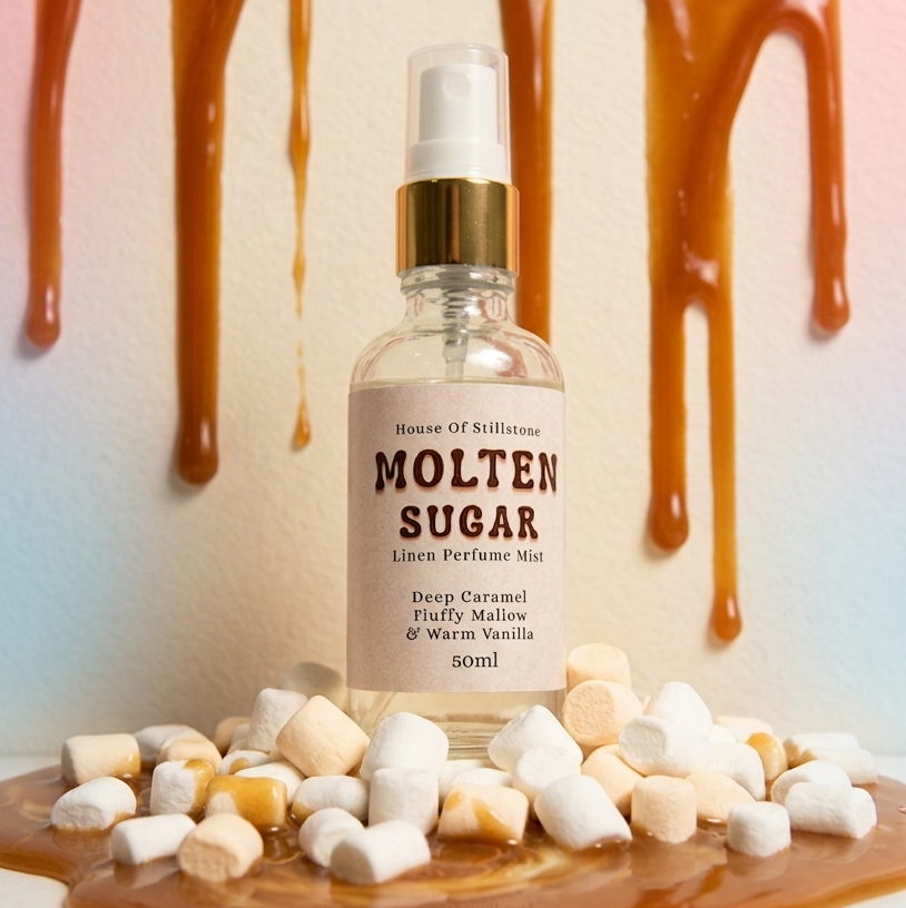 Molten Sugar Linen Perfume Mist - Sweet Marshmallow, Caramel & Vanilla Fragrance